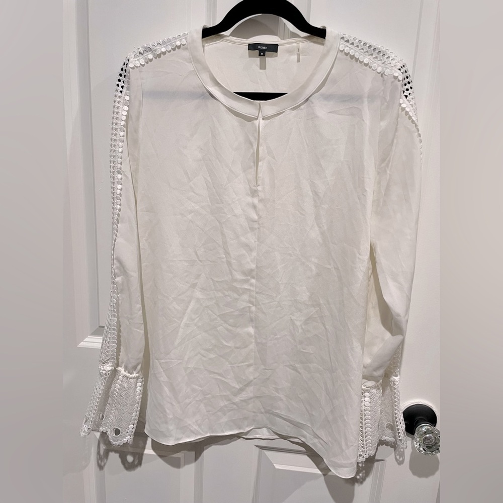 Kobi Halperin white lace eyelet polyester blouse